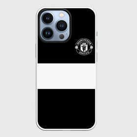 Чехол для iPhone 13 Pro с принтом FC Manchester United в Екатеринбурге,  |  | Тематика изображения на принте: black   white | england | football | logo | manchester united | sport | англия | арт | лига | лого | манчестер юнайтед | спорт | текстура | фк | футбол | футбольный клуб | черно белый | эмблема