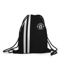 Рюкзак-мешок 3D с принтом Manchester United Black&White в Екатеринбурге, 100% полиэстер | плотность ткани — 200 г/м2, размер — 35 х 45 см; лямки — толстые шнурки, застежка на шнуровке, без карманов и подкладки | Тематика изображения на принте: england | football | logo | manchester united | sport | англия | арт | лига | лого | манчестер юнайтед | спорт | текстура | фк | футбол | футбольный клуб | эмблема