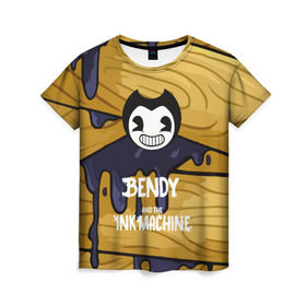 Женская футболка 3D с принтом Bendy and the Ink Machine в Екатеринбурге, 100% полиэфир ( синтетическое хлопкоподобное полотно) | прямой крой, круглый вырез горловины, длина до линии бедер | 0x000000123 | bendy | ink machine | бенди