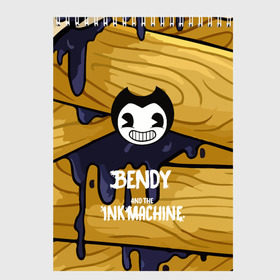 Скетчбук с принтом Bendy and the Ink Machine в Екатеринбурге, 100% бумага
 | 48 листов, плотность листов — 100 г/м2, плотность картонной обложки — 250 г/м2. Листы скреплены сверху удобной пружинной спиралью | 0x000000123 | bendy | ink machine | бенди