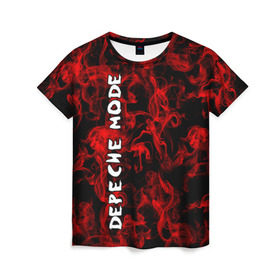 Женская футболка 3D с принтом Depeche Mode в Екатеринбурге, 100% полиэфир ( синтетическое хлопкоподобное полотно) | прямой крой, круглый вырез горловины, длина до линии бедер | альтернативный | блюз | британская | готик | гранж | группа | метал | модные | музыка | пост | рок | хард