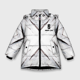 Зимняя куртка для девочек 3D с принтом RAINBOW SIX SIEGE в Екатеринбурге, ткань верха — 100% полиэстер; подклад — 100% полиэстер, утеплитель — 100% полиэстер. | длина ниже бедра, удлиненная спинка, воротник стойка и отстегивающийся капюшон. Есть боковые карманы с листочкой на кнопках, утяжки по низу изделия и внутренний карман на молнии. 

Предусмотрены светоотражающий принт на спинке, радужный светоотражающий элемент на пуллере молнии и на резинке для утяжки. | cybersport | esports | pro league | r6 | rainbow | rainbow six | siege | six | армия | боевик | военные | война | игры | киберспорт | логотип | оперативники | радуга | шутер