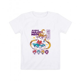Детская футболка хлопок с принтом Sailor Moon в Екатеринбурге, 100% хлопок | круглый вырез горловины, полуприлегающий силуэт, длина до линии бедер | кот | котики | сейлор мун