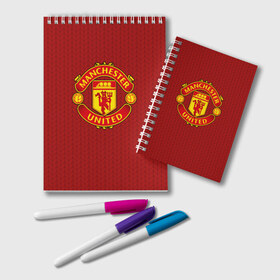 Блокнот с принтом Manchester United Knitted в Екатеринбурге, 100% бумага | 48 листов, плотность листов — 60 г/м2, плотность картонной обложки — 250 г/м2. Листы скреплены удобной пружинной спиралью. Цвет линий — светло-серый
 | Тематика изображения на принте: england | football | logo | manchester united | pattern | sport | англия | арт | вязаный | лига | лого | манчестер юнайтед | переплет | свитер | спорт | текстура | узор | фк | футбол | футбольный клуб | эмблема