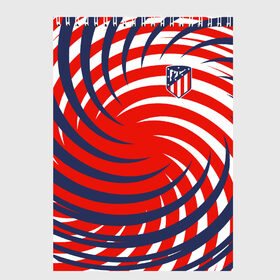 Скетчбук с принтом Atletico Madrid в Екатеринбурге, 100% бумага
 | 48 листов, плотность листов — 100 г/м2, плотность картонной обложки — 250 г/м2. Листы скреплены сверху удобной пружинной спиралью | Тематика изображения на принте: атлетико мадрид | полосы | эмблема