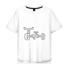 Мужская футболка хлопок Oversize с принтом Велосипед программиста в Екатеринбурге, 100% хлопок | свободный крой, круглый ворот, “спинка” длиннее передней части | Тематика изображения на принте: велосипед | код | программирование | программист | символы