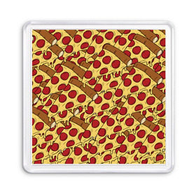 Магнит 55*55 с принтом Pizza в Екатеринбурге, Пластик | Размер: 65*65 мм; Размер печати: 55*55 мм | Тематика изображения на принте: cheese | fast food | food | junk food | pizza | еда | пицца | сыр | фастфут