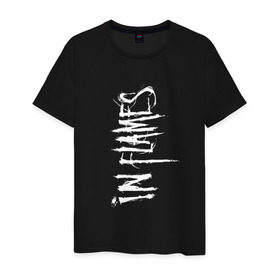 Мужская футболка хлопок с принтом In Flames Vertical Logo White в Екатеринбурге, 100% хлопок | прямой крой, круглый вырез горловины, длина до линии бедер, слегка спущенное плечо. | melodic death metal | metal | metalcore | rock | дес | дет | дэт | рок