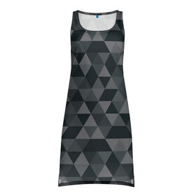 Платье-майка 3D с принтом Hipster gray в Екатеринбурге, 100% полиэстер | полуприлегающий силуэт, широкие бретели, круглый вырез горловины, удлиненный подол сзади. | абстракция | белый | мозаика | ромб | серый | треугольник | узор | хипстер | черный | яркий