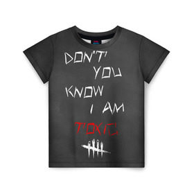 Детская футболка 3D с принтом I am TOXIC в Екатеринбурге, 100% гипоаллергенный полиэфир | прямой крой, круглый вырез горловины, длина до линии бедер, чуть спущенное плечо, ткань немного тянется | dbd | dead by daylight | toxic | дбд | токсик