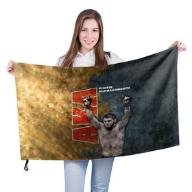 Флаг 3D с принтом Хабиб Нурмагомедов (the Eagle) в Екатеринбурге, 100% полиэстер | плотность ткани — 95 г/м2, размер — 67 х 109 см. Принт наносится с одной стороны | aka | eagle | khabib | mma | ufc | орел | хабиб