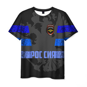 Мужская футболка 3D с принтом Полиция в Екатеринбурге, 100% полиэфир | прямой крой, круглый вырез горловины, длина до линии бедер | 02 | 112 | мвд | милиция | россия | рф