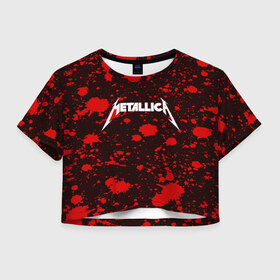 Женская футболка 3D укороченная с принтом Metallica в Екатеринбурге, 100% полиэстер | круглая горловина, длина футболки до линии талии, рукава с отворотами | metallica | punk | rock | альтернативный хип хоп | группа | инди поп | музыка | музыкальное произведение | ноты | панк | регги | рок | синти поп