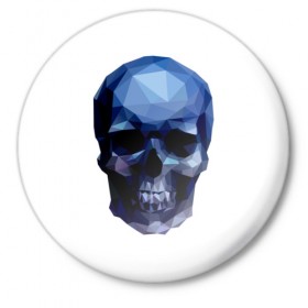 Значок с принтом Бумажный череп в Екатеринбурге,  металл | круглая форма, металлическая застежка в виде булавки | 