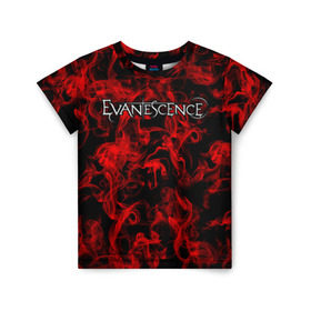 Детская футболка 3D с принтом Evanescence в Екатеринбурге, 100% гипоаллергенный полиэфир | прямой крой, круглый вырез горловины, длина до линии бедер, чуть спущенное плечо, ткань немного тянется | альтернативный | американская | глэм | готик | гранж | группа | метал | модные | музыка | пост | рок | хард