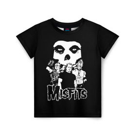 Детская футболка 3D с принтом Misfits в Екатеринбурге, 100% гипоаллергенный полиэфир | прямой крой, круглый вырез горловины, длина до линии бедер, чуть спущенное плечо, ткань немного тянется | horror | punk | rock | альтернатива | группа | мисфитс | неприкаянные | панк | рок | хоррор
