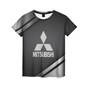 Женская футболка 3D с принтом MITSUBISHI SPORT в Екатеринбурге, 100% полиэфир ( синтетическое хлопкоподобное полотно) | прямой крой, круглый вырез горловины, длина до линии бедер |  машина | марка | митсубиси
