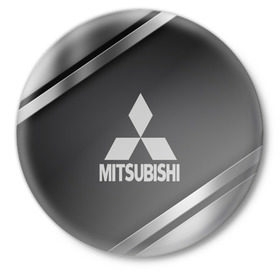 Значок с принтом MITSUBISHI SPORT в Екатеринбурге,  металл | круглая форма, металлическая застежка в виде булавки |  машина | марка | митсубиси