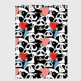 Скетчбук с принтом Funny Panda в Екатеринбурге, 100% бумага
 | 48 листов, плотность листов — 100 г/м2, плотность картонной обложки — 250 г/м2. Листы скреплены сверху удобной пружинной спиралью | bear | heart | positive | медведь | мишка | орнамент | панда | подарок | позитив | сердечки | сердце | сюрприз | узор