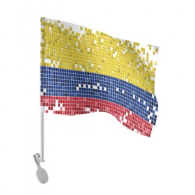 Флаг для автомобиля с принтом Флаг Колумбии в Екатеринбурге, 100% полиэстер | Размер: 30*21 см | пиксельный