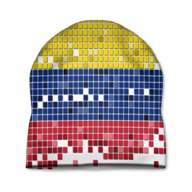 Шапка 3D с принтом Флаг Колумбии в Екатеринбурге, 100% полиэстер | универсальный размер, печать по всей поверхности изделия | пиксельный