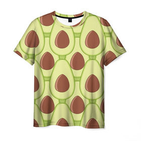 Мужская футболка 3D с принтом Авокадо в Екатеринбурге, 100% полиэфир | прямой крой, круглый вырез горловины, длина до линии бедер | Тематика изображения на принте: avocado | food | fruit | pattern | vegan | vegetarian | авокадо | веган | вегетарианство | еда | паттерн | правильное питание | фрукт
