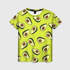 Женская футболка 3D с принтом Авокадо в Екатеринбурге, 100% полиэфир ( синтетическое хлопкоподобное полотно) | прямой крой, круглый вырез горловины, длина до линии бедер | Тематика изображения на принте: avocado | food | fruit | pattern | vegan | vegetarian | авокадо | веган | вегетарианство | еда | паттерн | правильное питание | фрукт