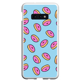 Чехол для Samsung S10E с принтом Пончики в Екатеринбурге, Силикон | Область печати: задняя сторона чехла, без боковых панелей | doughnut | food | pattern | sweet | vegan | vegetarian | веган | вегетарианство | еда | паттерн | пончик | сладкое