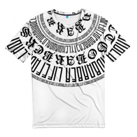 Мужская футболка 3D с принтом Каллиграфия БАРБЕР WHITE в Екатеринбурге, 100% полиэфир | прямой крой, круглый вырез горловины, длина до линии бедер | 