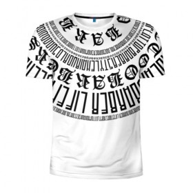 Мужская футболка 3D спортивная с принтом Каллиграфия БАРБЕР WHITE в Екатеринбурге, 100% полиэстер с улучшенными характеристиками | приталенный силуэт, круглая горловина, широкие плечи, сужается к линии бедра | Тематика изображения на принте: 