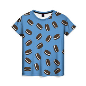 Женская футболка 3D с принтом Oreo в Екатеринбурге, 100% полиэфир ( синтетическое хлопкоподобное полотно) | прямой крой, круглый вырез горловины, длина до линии бедер | cookie | food | oreo | pattern | vegetarian | вегетарианство | еда | орео | паттерн | печеньки | правильное питание