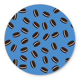 Коврик круглый с принтом Oreo в Екатеринбурге, резина и полиэстер | круглая форма, изображение наносится на всю лицевую часть | cookie | food | oreo | pattern | vegetarian | вегетарианство | еда | орео | паттерн | печеньки | правильное питание