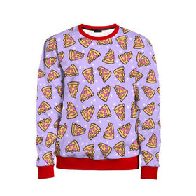 Детский свитшот 3D с принтом Пицца Мун в Екатеринбурге, 100% полиэстер | свободная посадка, прямой крой, мягкая тканевая резинка на рукавах и понизу свитшота | food | pattern | pizza | sailor moon | еда | паттерн | пицца | сейлор мун