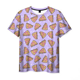 Мужская футболка 3D с принтом Пицца Мун в Екатеринбурге, 100% полиэфир | прямой крой, круглый вырез горловины, длина до линии бедер | Тематика изображения на принте: food | pattern | pizza | sailor moon | еда | паттерн | пицца | сейлор мун