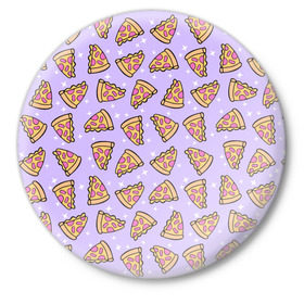 Значок с принтом Пицца Мун в Екатеринбурге,  металл | круглая форма, металлическая застежка в виде булавки | Тематика изображения на принте: food | pattern | pizza | sailor moon | еда | паттерн | пицца | сейлор мун