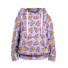 Детская толстовка 3D с принтом Пицца Мун в Екатеринбурге, 100% полиэстер | двухслойный капюшон со шнурком для регулировки, мягкие манжеты на рукавах и по низу толстовки, спереди карман-кенгуру с мягким внутренним слоем | Тематика изображения на принте: food | pattern | pizza | sailor moon | еда | паттерн | пицца | сейлор мун