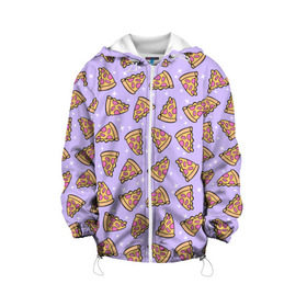 Детская куртка 3D с принтом Пицца Мун в Екатеринбурге, 100% полиэстер | застежка — молния, подол и капюшон оформлены резинкой с фиксаторами, по бокам — два кармана без застежек, один потайной карман на груди, плотность верхнего слоя — 90 г/м2; плотность флисового подклада — 260 г/м2 | food | pattern | pizza | sailor moon | еда | паттерн | пицца | сейлор мун
