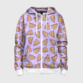 Детская толстовка 3D на молнии с принтом Пицца Мун в Екатеринбурге, 100% полиэстер |  манжеты и пояс оформлены широкой мягкой резинкой, двухслойный капюшон со шнурком для регулировки, спереди карманы и застежка-молния
 | Тематика изображения на принте: food | pattern | pizza | sailor moon | еда | паттерн | пицца | сейлор мун