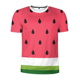 Мужская футболка 3D спортивная с принтом Арбузная в Екатеринбурге, 100% полиэстер с улучшенными характеристиками | приталенный силуэт, круглая горловина, широкие плечи, сужается к линии бедра | food | pattern | vegan | vegetarian | watermelon | арбуз | веган | вегетарианство | еда | паттерн