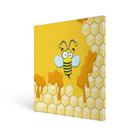 Холст квадратный с принтом Пчелка в Екатеринбурге, 100% ПВХ |  | Тематика изображения на принте: животные | лето | мед | насекомые | природа | пчела | пчелка | соты
