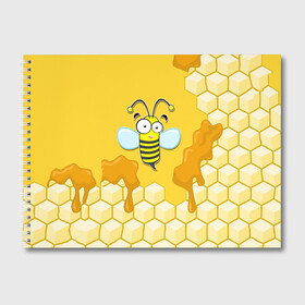 Альбом для рисования с принтом Пчелка в Екатеринбурге, 100% бумага
 | матовая бумага, плотность 200 мг. | Тематика изображения на принте: животные | лето | мед | насекомые | природа | пчела | пчелка | соты