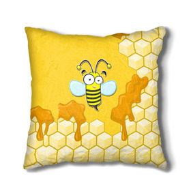 Подушка 3D с принтом Пчелка в Екатеринбурге, наволочка – 100% полиэстер, наполнитель – холлофайбер (легкий наполнитель, не вызывает аллергию). | состоит из подушки и наволочки. Наволочка на молнии, легко снимается для стирки | животные | лето | мед | насекомые | природа | пчела | пчелка | соты