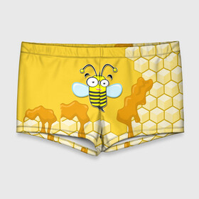 Мужские купальные плавки 3D с принтом Пчелка в Екатеринбурге, Полиэстер 85%, Спандекс 15% |  | Тематика изображения на принте: животные | лето | мед | насекомые | природа | пчела | пчелка | соты