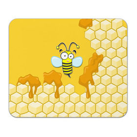 Коврик прямоугольный с принтом Пчелка в Екатеринбурге, натуральный каучук | размер 230 х 185 мм; запечатка лицевой стороны | Тематика изображения на принте: животные | лето | мед | насекомые | природа | пчела | пчелка | соты