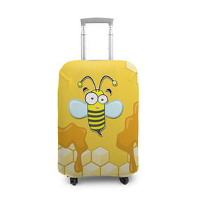 Чехол для чемодана 3D с принтом Пчелка в Екатеринбурге, 86% полиэфир, 14% спандекс | двустороннее нанесение принта, прорези для ручек и колес | животные | лето | мед | насекомые | природа | пчела | пчелка | соты