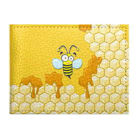 Обложка для студенческого билета с принтом Пчелка в Екатеринбурге, натуральная кожа | Размер: 11*8 см; Печать на всей внешней стороне | Тематика изображения на принте: животные | лето | мед | насекомые | природа | пчела | пчелка | соты