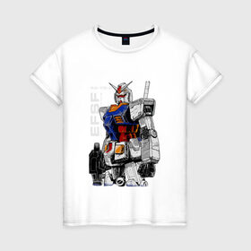 Женская футболка хлопок с принтом Gundam в Екатеринбурге, 100% хлопок | прямой крой, круглый вырез горловины, длина до линии бедер, слегка спущенное плечо | gundam | манга | робо | япония