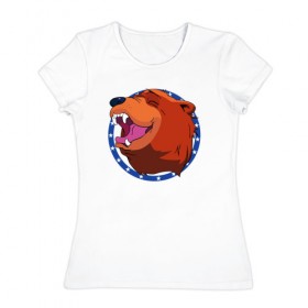 Женская футболка хлопок с принтом Bear for Hire в Екатеринбурге, 100% хлопок | прямой крой, круглый вырез горловины, длина до линии бедер, слегка спущенное плечо | bear for hire | far cry 5 | медведь | фар край 5