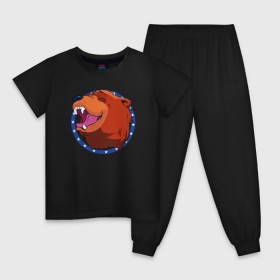 Детская пижама хлопок с принтом Bear for Hire в Екатеринбурге, 100% хлопок |  брюки и футболка прямого кроя, без карманов, на брюках мягкая резинка на поясе и по низу штанин
 | bear for hire | far cry 5 | медведь | фар край 5