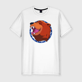 Мужская футболка премиум с принтом Bear for Hire в Екатеринбурге, 92% хлопок, 8% лайкра | приталенный силуэт, круглый вырез ворота, длина до линии бедра, короткий рукав | bear for hire | far cry 5 | медведь | фар край 5